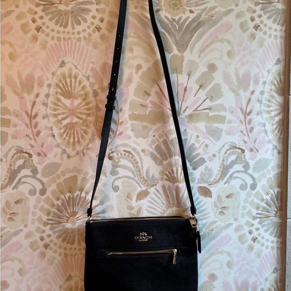 Coach Black Leather Crossbody Bag with Adjustable Strap